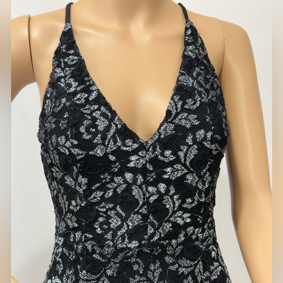 NBD Sold by Revolve  - Sitabella Dress Black lace with glistening silver… - Picture 5 of 11